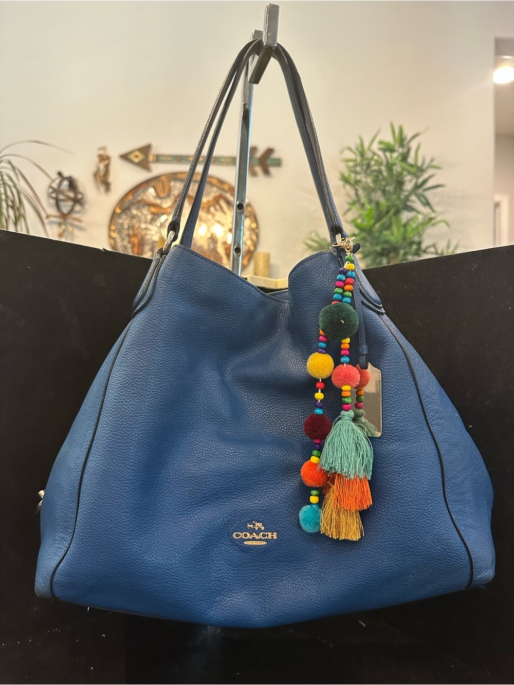 Coach #255 Chambray Blue Edie Bag 31 Pebbled Leather Hobo Tote